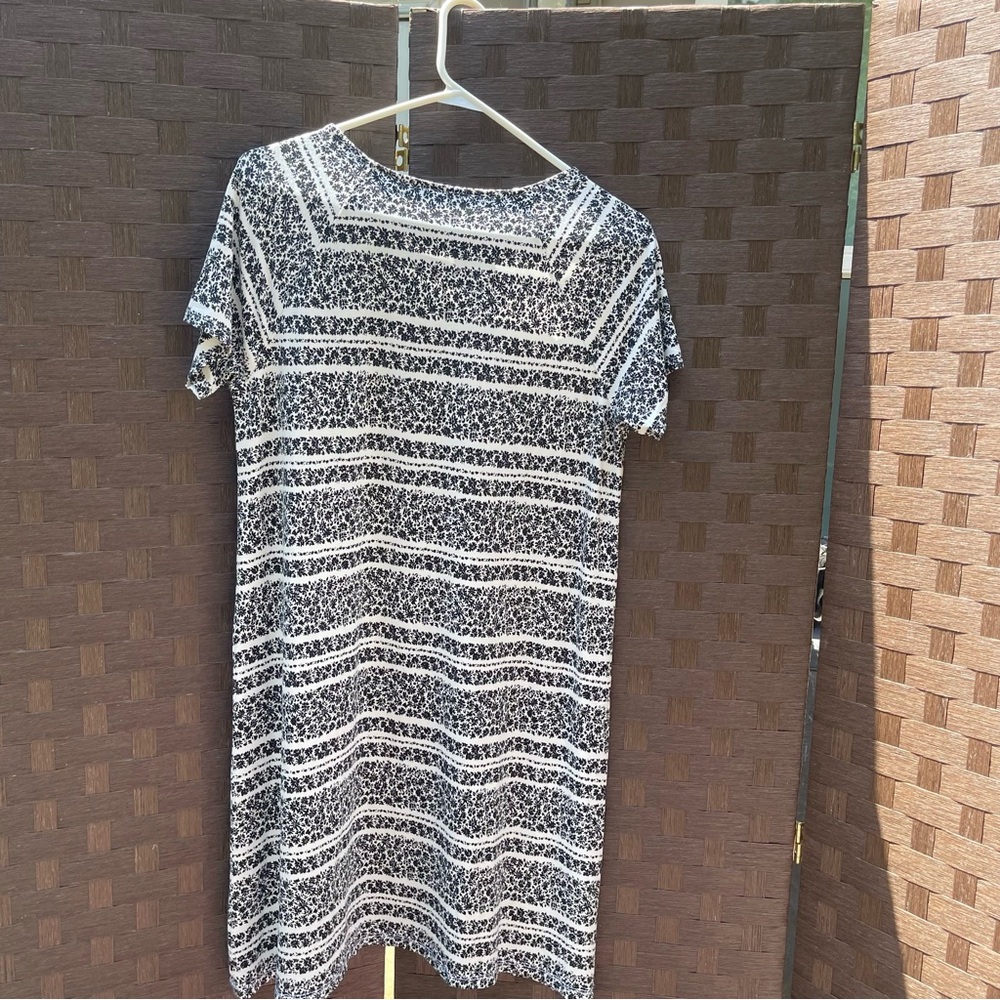 J. Jill Wearever Black and White Sheath Short Sleeve Dress - size S